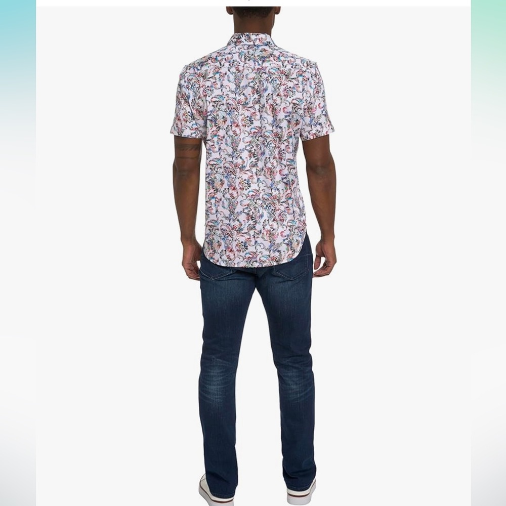 NWT Robert Graham Men's Monsoon Short Sleeve Woven Button Down Shirt - Picture 4 of 10